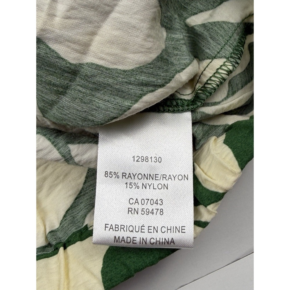Rachel Zoe Sz XS Green White Tropical Leaf Print Tie Front Shirt Sleeveless Top - Picture 3 of 8